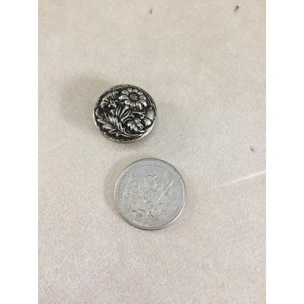 Vtg Swedish Scandinavian German Style Flower Floral Metal Shank Button 2.25cm